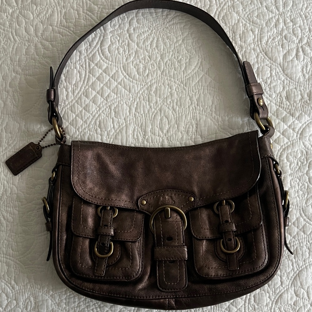 Coach Garcia Bronze Leather Shoulder Bag